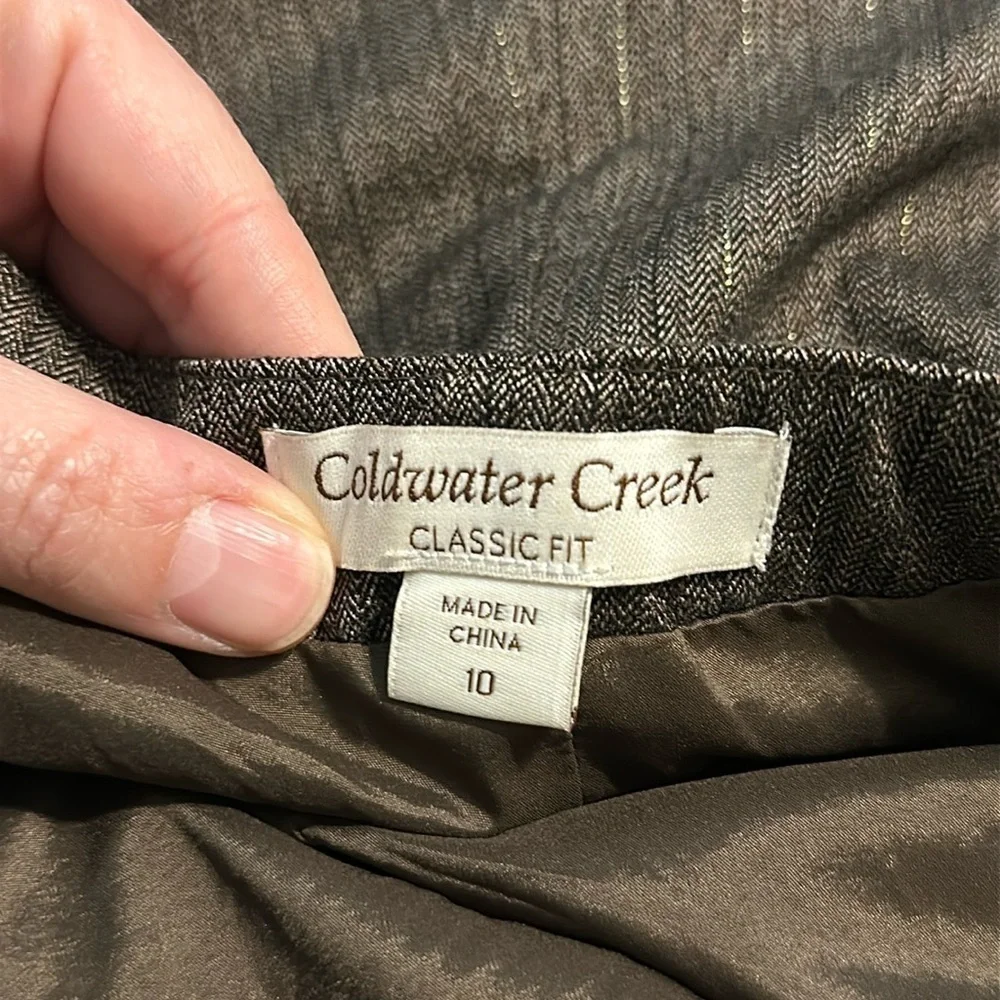 Coldwater Creek Classic Fit Fully Lined Dress Pants Size 10 Brown and Metallic